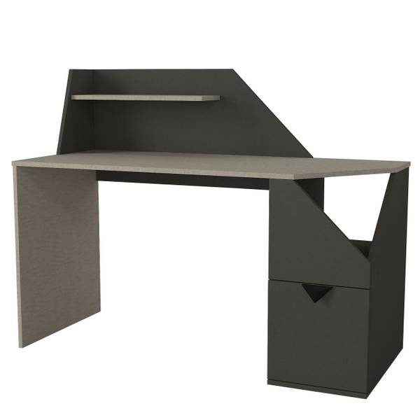 Schreibtisch Gusto Grau Anthrazit Grau - Holzwerkstoff - 140 x 174 x 60 cm