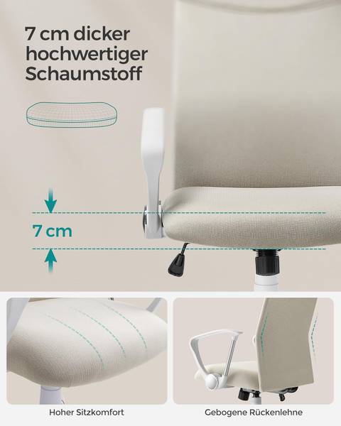 Bürostuhl 100425 Beige - Hellgrau - Weiß