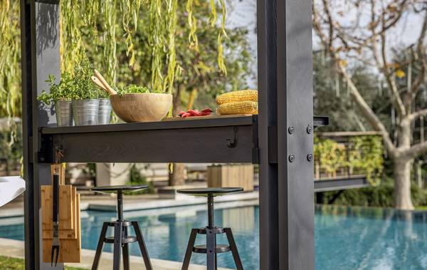 Grill-Pavillon Signature Braun - Metall - Kunststoff - 200 x 238 x 247 cm