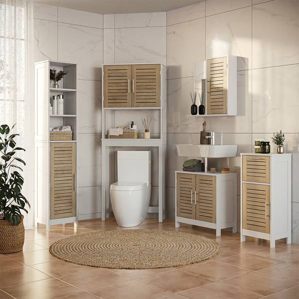 Midischrank Looma 57484 Braun - Weiß - Holzwerkstoff - 35 x 80 x 30 cm
