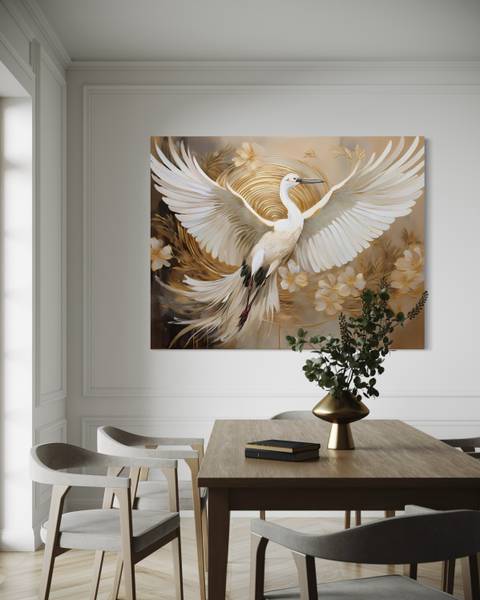 Wandbild vögel abstraktion blumen 90 x 60 cm