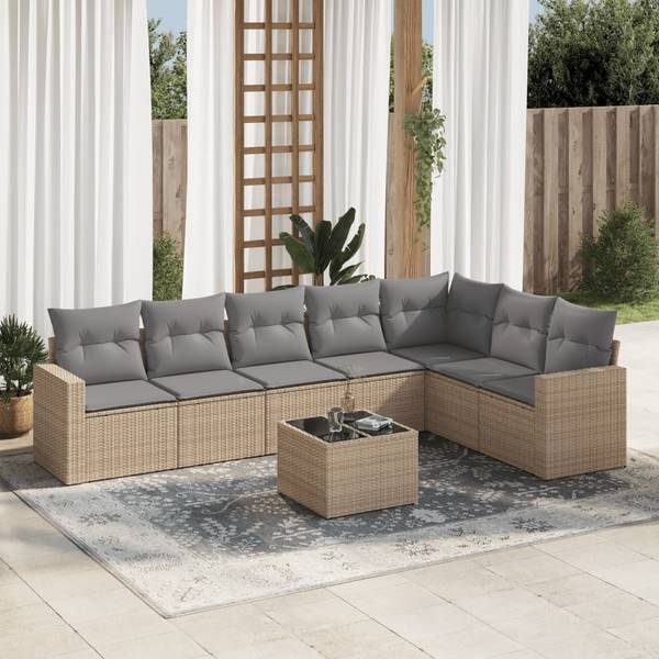 Garten Sofagarnitur 3034319-1 (8-teilig) Beige - Grau - Hellgrau