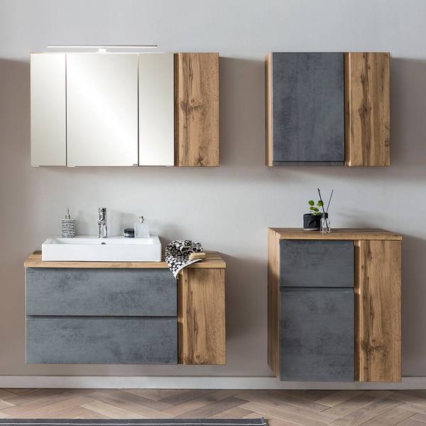Badmöbel-Set VASTO-03-7 2er-Set Braun - Grau - Holzwerkstoff - 105 x 200 x 47 cm