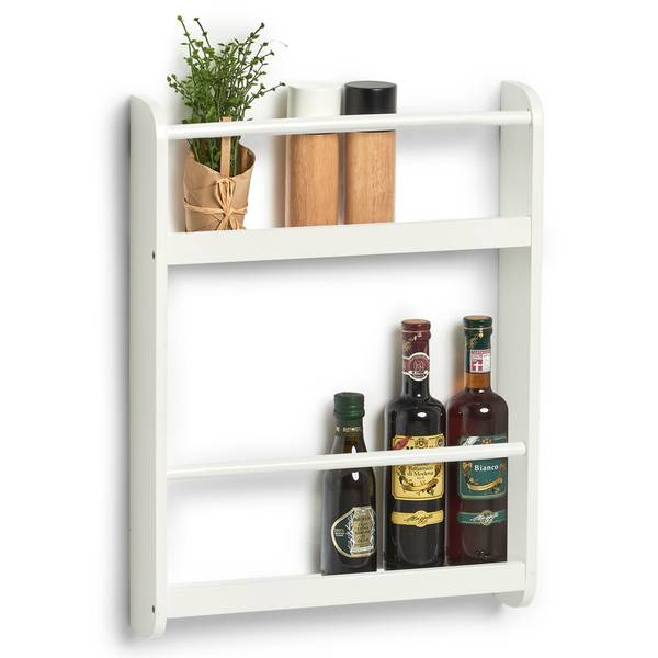 Wandregal m. 2 Ablagen, MDF, weiß Weiß - Holzwerkstoff - 9 x 56 x 42 cm