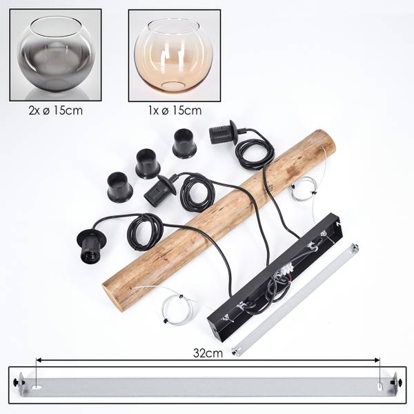 Pendelleuchte Cesaro Grau - Gelb - Holzwerkstoff - Metall - 30 x 30 x 80 cm