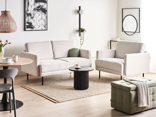 Set de canapés BREDA Beige - Noir - Textile - 85 x 45 x 250 cm