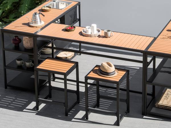 Eettafel AVETRANA zwart - bruin - metaal - 50 x 90 x 150 cm