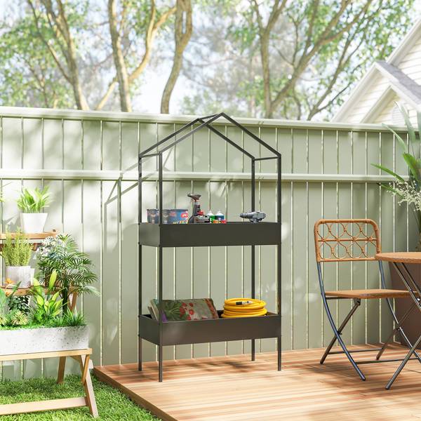 Plantenstandaard 84H-517V00BK zwart - metaal - 35 x 150 x 75 cm