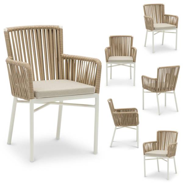 Gartenstühle AFUERA (6er-Set) Weiß - Metall - 56 x 85 x 59 cm