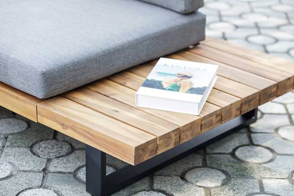 Gartenlounge Set ST. BARTH Grau - Flachgewebe - Polyester - Akazie - 255 x 67 x 73 cm