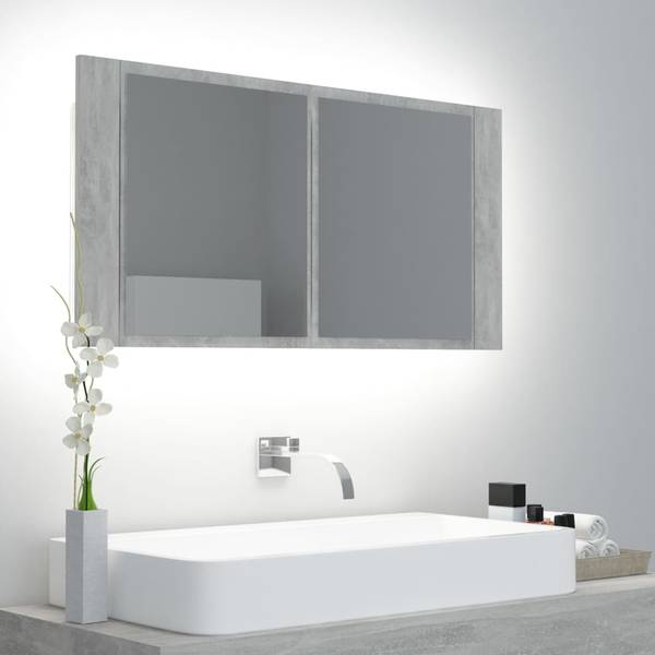 LED Spiegelschrank 3008766 Grau - Holzwerkstoff - 90 x 45 x 12 cm