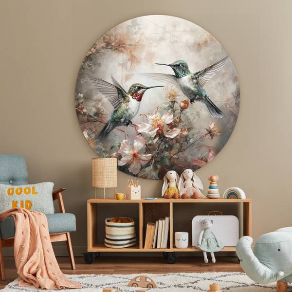 BILD Kolibris Blüten 120 x 120 cm