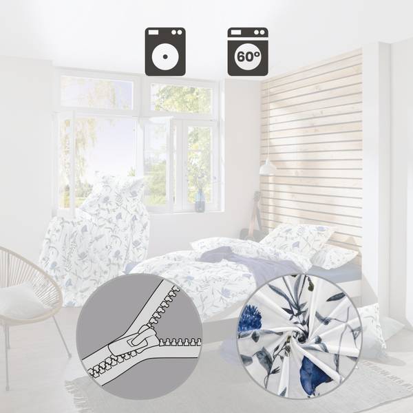 Bettwäsche 209527 2-teilig Blau - Weiß - 135 x 220 cm