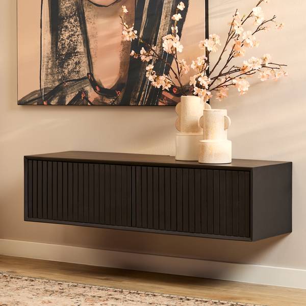 TV-Möbel MADISON Schwarz - Massivholz - 120 x 30 x 35 cm