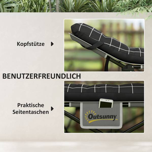Campingbett A20-517V00BK Schwarz - Textil - 67 x 37 x 190 cm