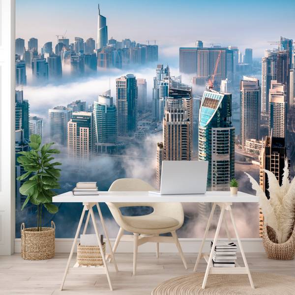 Fototapete Dubai Nebel Wolkenkratzer 450 x 315 x 315 cm