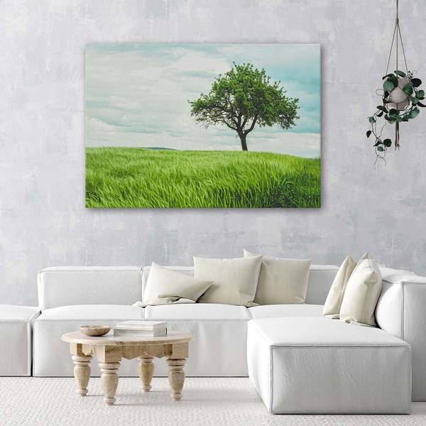 Wandbild baum auf dem feld 60 x 40 cm