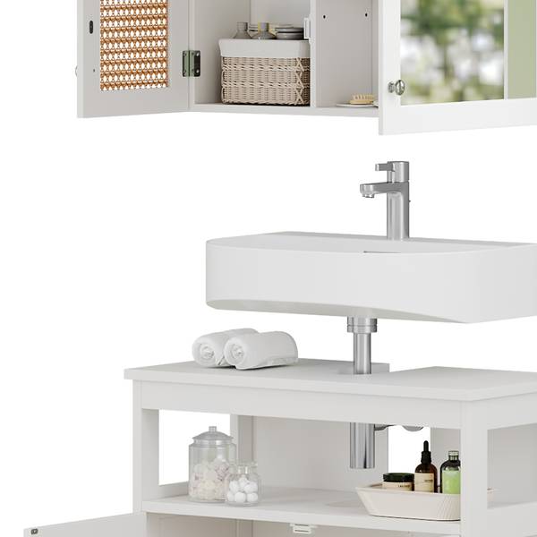 Badmöbel-Set Rosario 40445, 2er Set Weiß - Holzwerkstoff - 60 x 60 x 30 cm