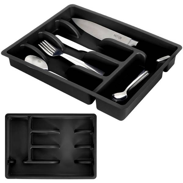 Besteckeinsatz Schwarz - Kunststoff - 26 x 6 x 36 cm