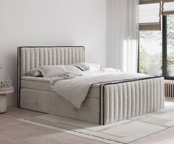 Boxspringbed Nocturne beige - Ligoppervlak breedte: 180 cm