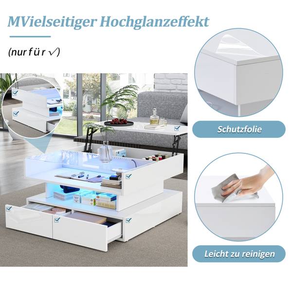Couchtisch Hermes Ⅱ Weiß - Holzwerkstoff - 80 x 45 x 80 cm