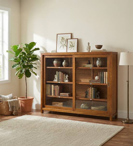 Standvitrine Star VI Braun - Holz teilmassiv - 180 x 125 x 40 cm