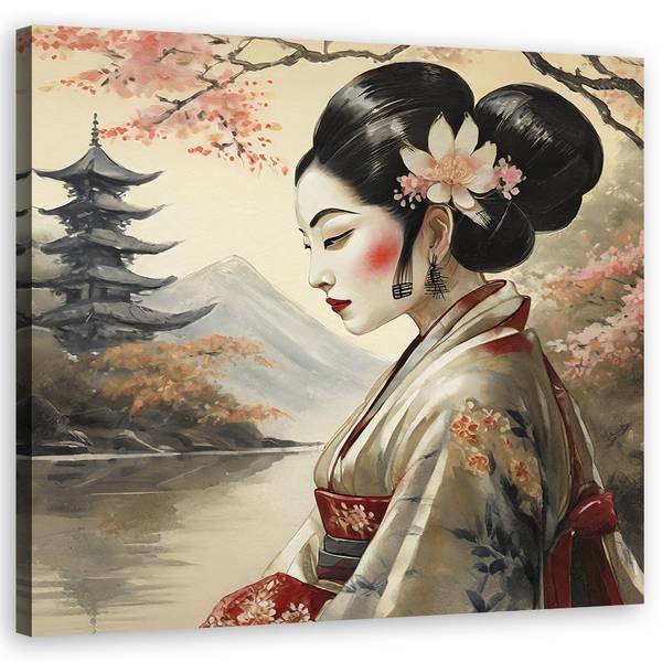 Wandbild japanische geisha abstraktion 60 x 60 cm