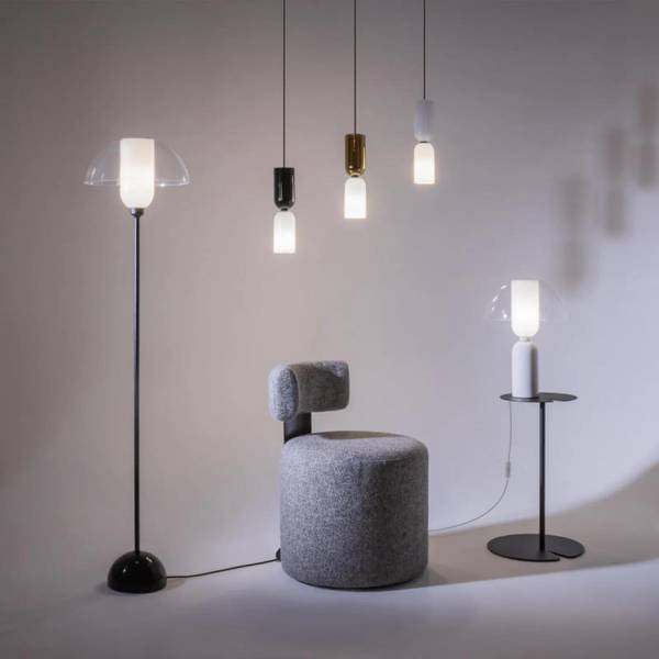 Stehlampe NICK Schwarz - Weiß - Stahl - Klarglas - 30 x 139 x 30 cm