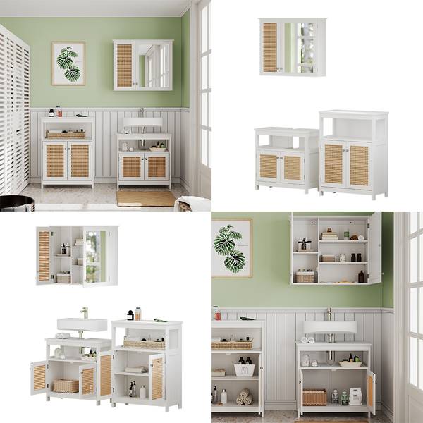 Badmöbel-Set Rosario 40451, 3er Set Weiß - Holzwerkstoff - 60 x 60 x 30 cm