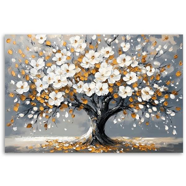 Wandbild baum des lebens blumen blätter 60 x 40 cm