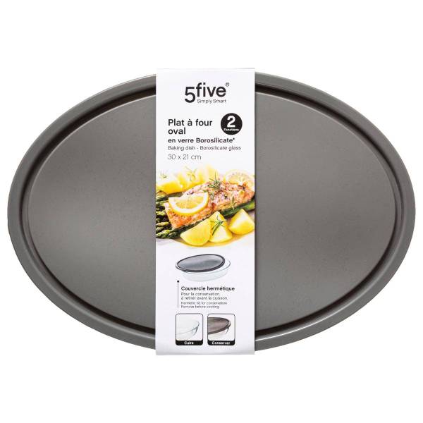 Ovale Schale mit Deckel KEEPEAT Grau - Glas - 21 x 6 x 30 cm