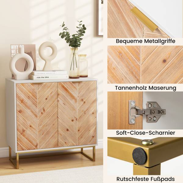 Sideboard VH33908ITDE Weiß - Holzwerkstoff - 80 x 80 x 40 cm