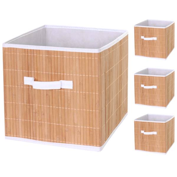 Boîte rangement pliable C21 (4 pcs) Marron - Polypropylène - 32 x 32 x 32 cm
