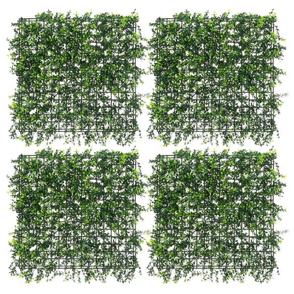 Kunstpflanzen Wandpaneel FOLIA-P 4er-Set Grün - Kunststoff - 50 x 50 x 8 cm