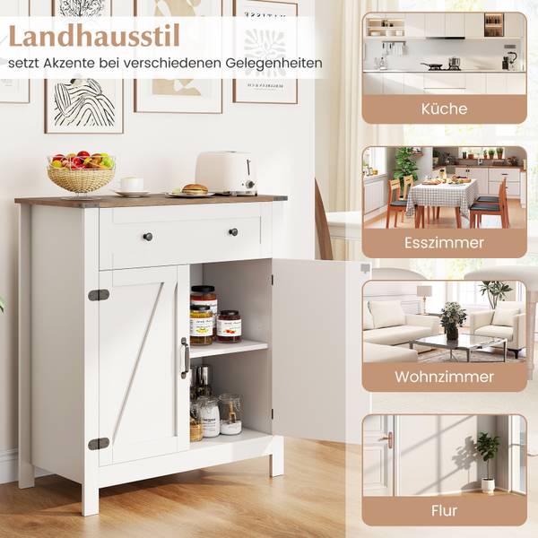 Sideboard VH34842IT Weiß - Holzwerkstoff - 41 x 92 x 80 cm