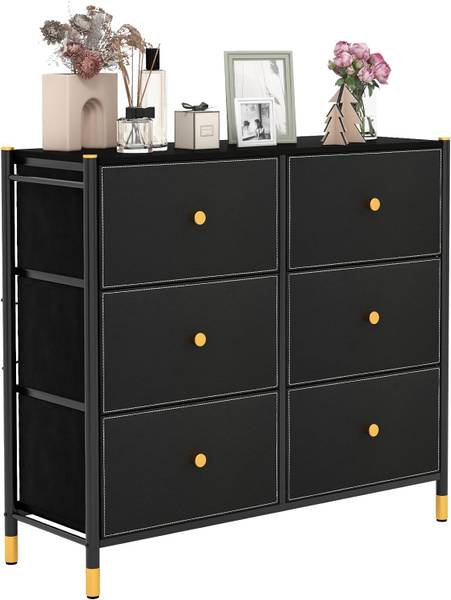 Stoffkommode VL32442NW Schwarz - Holzwerkstoff - 30 x 77 x 89 cm