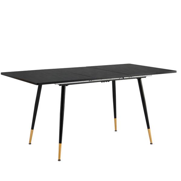 Esstisch WHALEN DKST Schwarz - Gold - Eisen - 80 x 75 x 160 cm