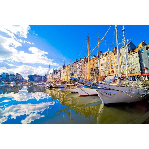 Tableau mural  port Honfleur Bleu - Verre acrylique - 97 x 65 x 4 cm