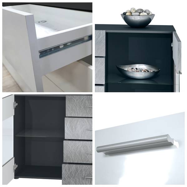Sideboard Bari V1 Anthrazit Anthrazit - Eiche Sägerau Dekor - Breite: 139 cm