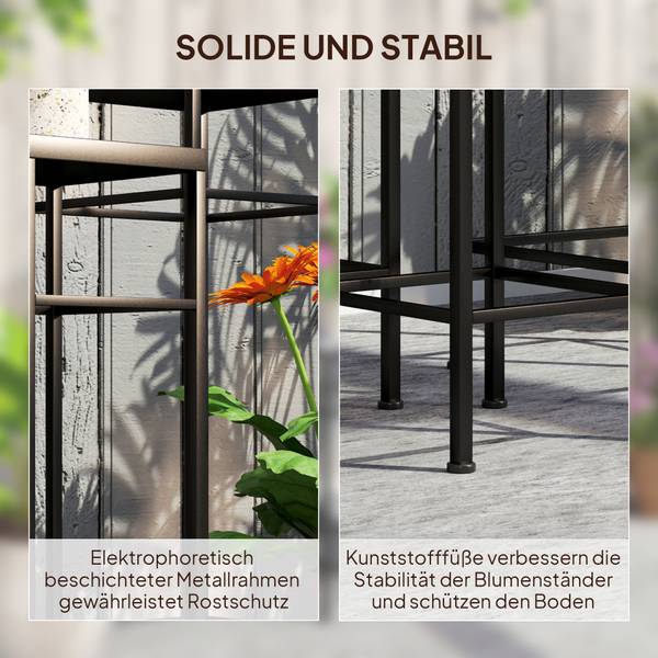 Plantenstandaard, set van 3 84G-581V00MX blauw - metaal - 28 x 71 x 28 cm