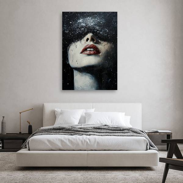 Wandbild frau porträt sterne abstraktion 80 x 120 cm