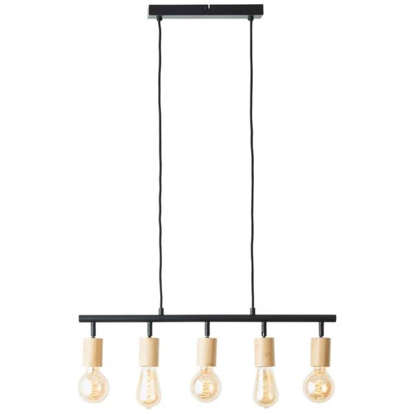Pendelleuchte Tiffany Schwarz - Braun - Holz