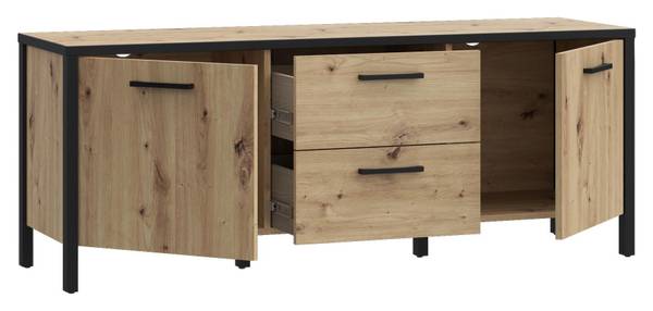 Lowboard KIRIKUS Schwarz - Braun - Holzwerkstoff - 140 x 55 x 41 cm