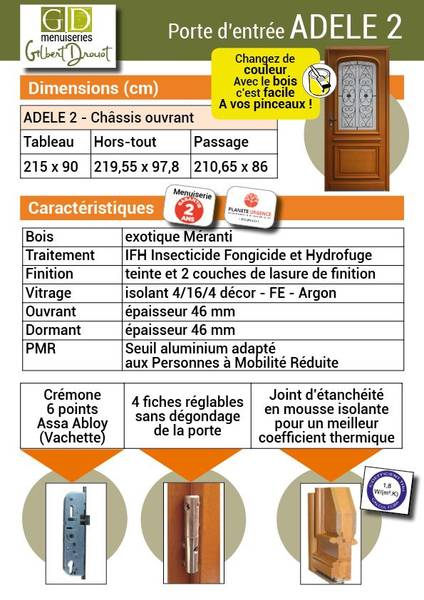 Haustür Adele 544 Braun - Holzwerkstoff - Holz teilmassiv - 90 x 215 x 7 cm