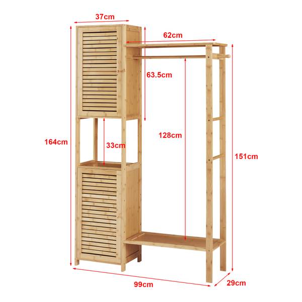 Garderobenständer Oldsum Beige - Bambus - 99 x 164 x 29 cm