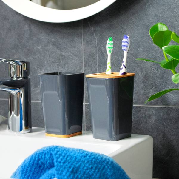 Badezimmerset Calvi 90335 (6er-Set) Grau - Kunststoff - 18 x 25 x 18 cm