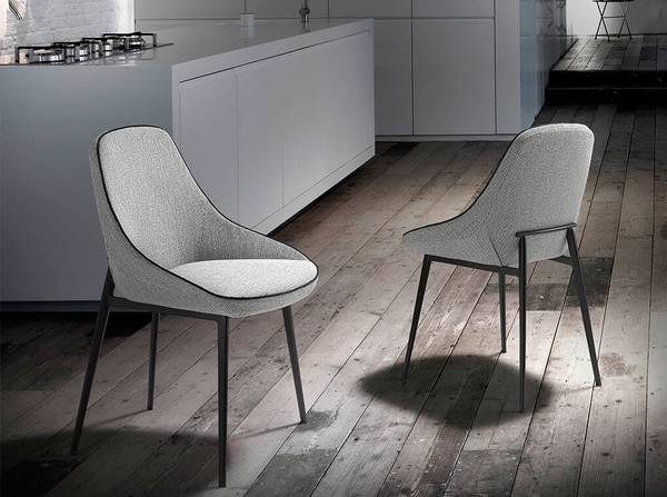 Stuhl 4082 Schwarz - Grau - Mischgewebe - Strukturstoff - Flachgewebe - Webstoff - 52 x 80 x 56 cm