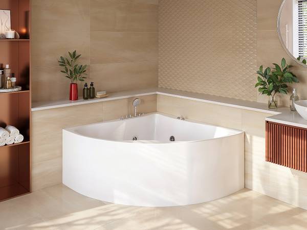 Baignoire balnéo AGYNESS Blanc - Fibres naturelles - 135 x 57 x 135 cm