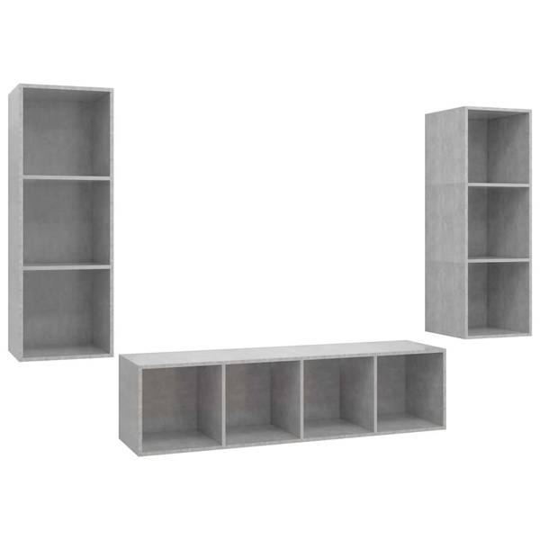 TV-Schrank 3007938 3-teilig Grau - Holzwerkstoff - 37 x 142 x 37 cm