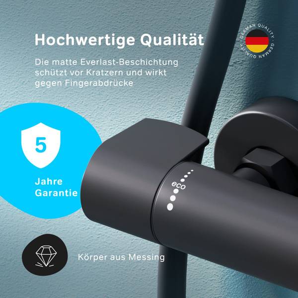 AM.PM Duschthermostat Brausearmatur Schwarz - Messing - 28 x 7 x 10 cm